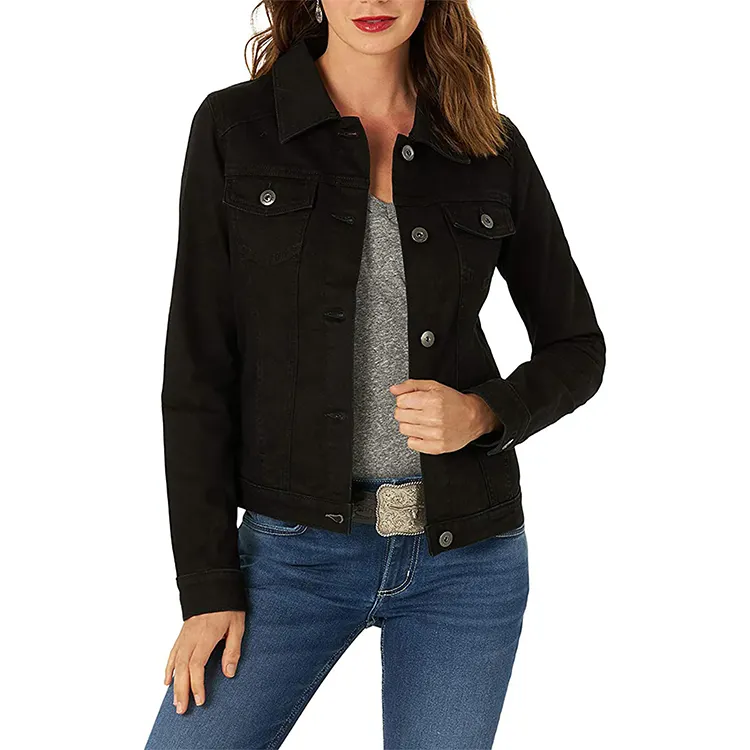 Осенняя черная джинсовая женская стрейчевая джинсовая <span class=keywords><strong>куртка</strong></span> в стиле ретро, женская джинсовая <span class=keywords><strong>куртка</strong></span>, женские весенние куртки