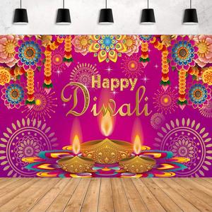 Happy Diwali Backdrop Banner India Light Festival Diwali Celebration Background Theme Party Decorations - Product Image 4