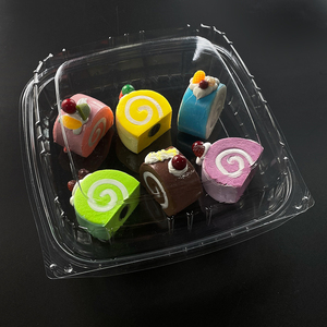 Customized Disposable Clear/Transparent Plastic Blister Packaging Square Cake Container/Cake Box With Lid