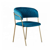Chaise de salle à manger vintage de luxe en cuir PU avec dossier à points diamantés, structure en métal doré, portable pour restaurant, café, maison, bureau