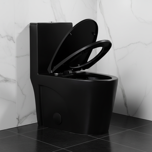 Inodoro de Una Pieza con Sifón Tornado, Montado en el Suelo, Superficie Lisa, WC, Certificado CUPC, Color Negro Mate para Baño - Product Image 2