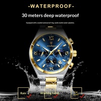 Montre chronographe pour homme POEDAGAR 688 de luxe, acier inoxydable, or, étanche, lumineuse, calendrier semaine/date, quartz.