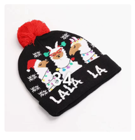 Cappello Natalizio in Maglia Acrilica con Luci LED, Cappello di Babbo Natale Luminoso per Adulti e Bambini
