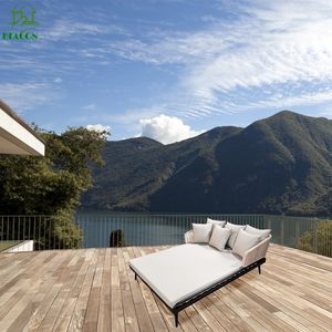 Chaise de salon tissée rembourrée au design nordique, chaise longue d'extérieur, de plage, lit deux places - Product Image 1