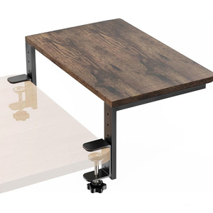 Desktop Extension Shelf Wood Grain Top Metal Frame Adjustable Desk Side Rack For Computer Storage Organizing Workspace - Product Image 1