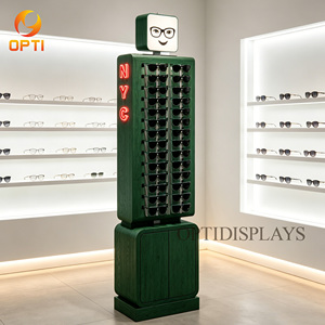 ชั้นวางแว่นกันแดดไม้แบบตั้งพื้นพร้อมไฟ LED สำหรับร้านแว่นตา - Product Image 1