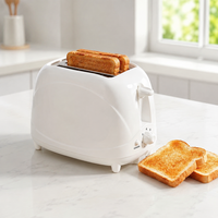 Grille-pain compact blanc à sept fentes extra larges pour 2 tranches, avec contrôle rapide de la cuisson, idéal pour les cuisines domestiques