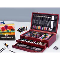 Ensemble d'art pour enfants ZMOL 175 pièces Boîte en bois avec crayons, peintures acryliques et crayons de couleur - Couleurs personnalisées