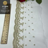 LEIXUSI 13cm Bordure en dentelle fil doré et argenté, broderie en maille métallique pour robe de mariée, ourlet de jupe, accessoires vestimentaires