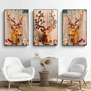 Impression sur toile personnalisée, image d'un cerf portant des <span class=keywords><strong>fleurs</strong></span>, affiche décorative, peinture avec cadre, décoration murale pour artiste, décoration intérieure pour salon - Product Image 3