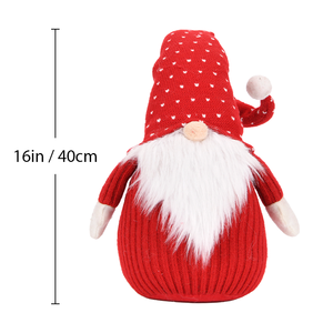 Red Heart Print Knit <b>Hat</b> Christmas Gnome Plush Ribbed Sweater Tomte Doll with Pom Pom for Valentine <b>Holiday</b> Shelf Decor - Product Image 2