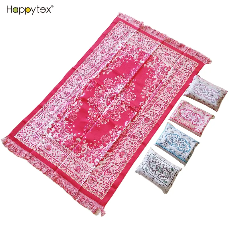 Hot Selling New Workshop Mosque Mini Prayer Mat Islamic Carpets Polyester Adult Muslim Blanket With Bag Custom Design