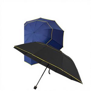 Parapluie homme extra-large à dix baleines, double couche, pliable en trois sections, en acier et caoutchouc, avec bordure large, résistant au vent et à la pluie, anti-UV, double usage - Product Image 1