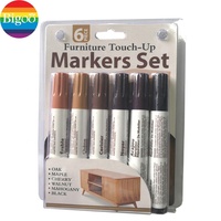 Lot de 12 marqueurs permanents obliques de 6 mm avec capuchon multicolore et 9 couleurs pour la réparation de meubles, emballage sous blister