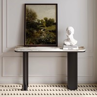 Console de luxe italienne moderne et simple, meuble d'entrée mural pour hôtels, design incurvé, finition ardoise, accessible
