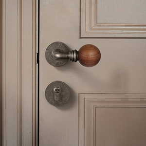 Poignée de porte en bois de noyer vintage BAGB, style industriel rétro argenté, silencieuse, magnétique, pour chambre à coucher, salle de bain, quincaillerie de porte - Product Image 5