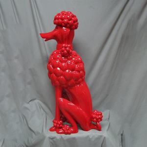 Hars Cartoon Decor Poedel Glasvezel Hond Sculptuur Kunst Dier Hond Standbeeld Vloeiende Artistieke Stijl Rendering Gekleurd Beeldje - Product Image 3