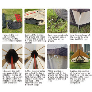 Vente en gros de tentes Zelt 3M 4M 5M 6M en Oxford, résistantes au vent, pour le camping et la randonnée, tentes de luxe de type pyramide indienne, yurt, <span class=keywords><strong>tipi</strong></span>, glamping - Product Image 4