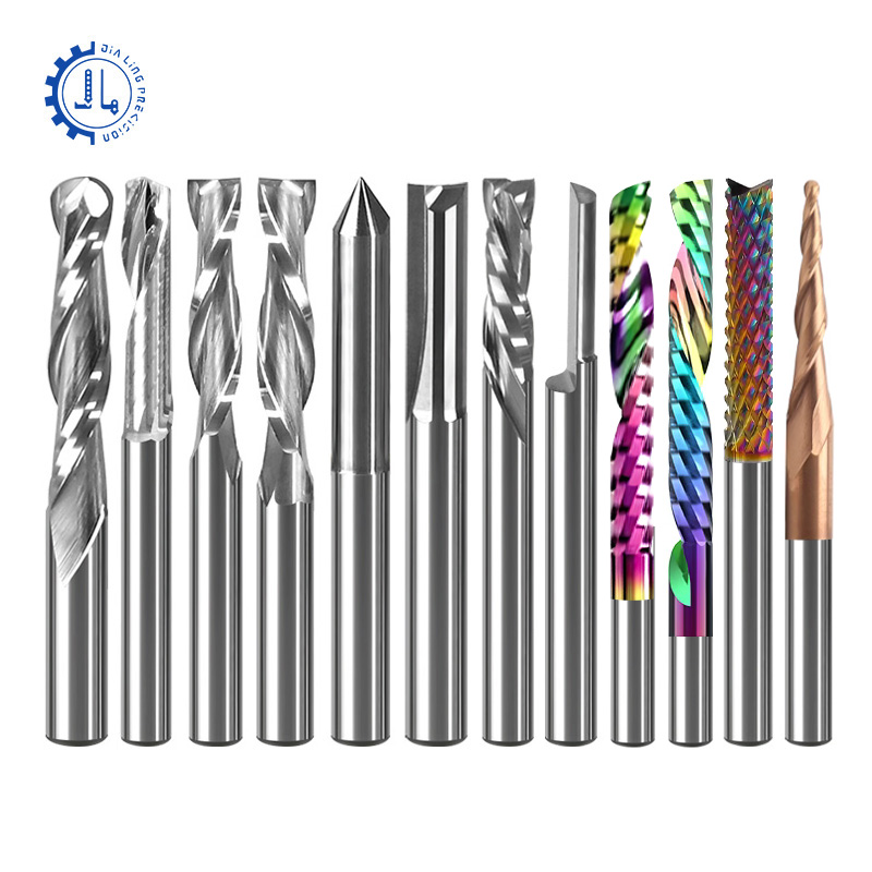 Jialing Espiral Router Bits Straight Endmill Carburo Up Down Compresión CNC Bit Acrílico Fresado 2 Flauta Espiral Brocas de madera