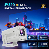 Projecteur intelligent LCD 4K à mise au point électrique, haut-parleur intégré, Android 13, 180 ANSI, double fonction Home Cinéma et extérieur, portable, 2 Go de RAM, HY320