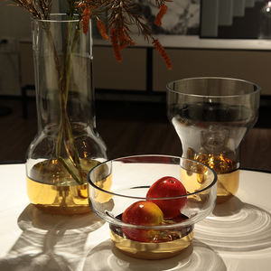 Promozione di Fabbrica con Sconti Importanti: Vasi Cilindrici in Cristallo Soffiato a Mano, Vaso Dorato per Fiori - Product Image 3