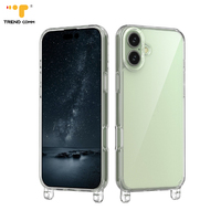 Étui de haute qualité Transparent Anti-jaune antichoc 16 Pro Max avec sangle de luxe crochet trou étui de protection pour téléphone portable