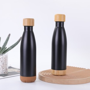 Custom Logo 500ml Double Wall Vacuum Insulated <b>Sport</b> <b>Bottle</b> BPA Free Stainless Steel Cola Flask with Natural Bamboo Sleeve - Product Image 4