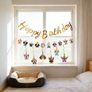 608412 Set Decorazioni per Festa di Compleanno per Cani: Adorabili Decorazioni Pendenti a Forma di Testa di Cucciolo con Spirali per Amanti dei Cani - Product Image 5