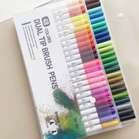 24 stylos marqueurs double pointe, stylo coloré à pointe fine, marqueur artistique et stylo pinceau pour la coloration pour adultes, la calligraphie, l'écriture, la planification