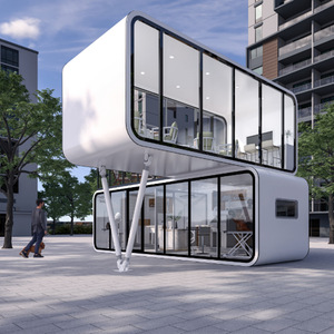 Pod de bureau extérieur moderne, structure modulaire en aluminium, rectangulaire, autoportant, avec système d'éclairage LED - Product Image 1