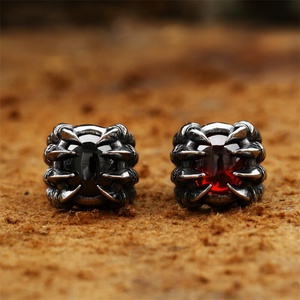 Anillo de Moda con Diseño de Garra de Dragón, Anillo de Acero Inoxidable con Piedras Preciosas para Hombre - Product Image 5