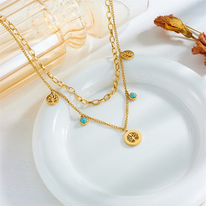 Collier vintage en or bohème pour femmes, plaqué or, arbre de vie/coeur d'amour, bijoux, cadeau pour femme maman fille - Product Image 1