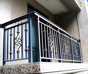 Pengxiang Đơn Giản Thiết Kế Châu Âu Trong Nhà/Ngoài Trời Nhôm Tay vịn Ban Công Cầu Thang Lan can Sắt-Đen Ban Công Lan can - Product Image 1