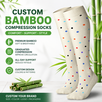 Chaussettes de compression ferme en fibre de viscose de bambou, respirantes, anti-odeur, à compression graduée 20-30 mmHg, hauteur genou, design personnalisé