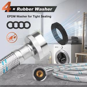 Venta Directa de Fábrica: Manguera de Entrada para Lavadora de Acero Inoxidable Trenzada Roja/Azul de 6 Pies, a Prueba de Fugas, Paquete de 2, para Uso en Hoteles y Exteriores - Product Image 5