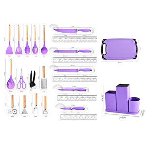 Silicone Stainless Steel Kitchenware Utensils 20-Piece JY00011 Multifunctional Dishwasher &amp; <strong>Microwave</strong> Safe <strong>Set</strong> - Product Image 2