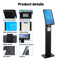 Terminal de commande tactile capacitif 10 points de 15,6 pouces pour intérieur, borne de commande en libre-service avec impression de tickets, SDK pour aéroport
