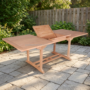 Table à manger extensible rectangulaire moderne en teck massif pliable pour la plage, le restaurant, le jardin - Product Image 3