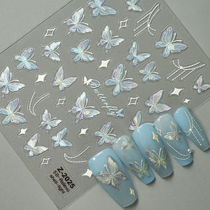 5D en relief papillon <span class=keywords><strong>Nail</strong></span> <span class=keywords><strong>Art</strong></span> autocollants auto-adhésif coquille lumière papillons ongles décalcomanies <span class=keywords><strong>printemps</strong></span> été ongles autocollants - Product Image 1