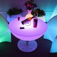 Meubles de bar en plastique rechargeables avec éclairage LED, meubles de fête, table de bar pour événements, tables de bar sur pied pour jardin