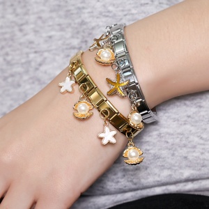 Sonfu Customized Stainless Steel Women's Jewelry Fashion Trendy Bangles Sea Star <b>Shell</b> Pendants DIY Italian Module <b>Bracelets</b> - Product Image 1