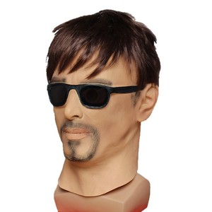 Masque en latex avec cheveux, taille unique, accessoires de fête à thème, motif géométrique de dessin animé - Product Image 5