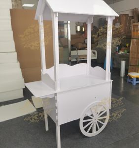 Chariot à bonbons blanc en PVC à prix abordable pour mariage, petit chariot à desserts pour fête de mariage, <span class=keywords><strong>bar</strong></span> à bonbons avec roues à vendre - Product Image 5