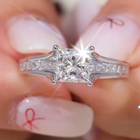 Bague de fiançailles en or massif 10K/14K/18K avec diamant de laboratoire 1 carat taille princesse et pavé latéral, certifiée IGI CVD/HPHT, personnalisable