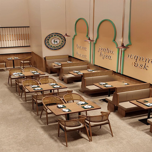 Nhà Hàng Thương Mại Sofa Gian Hàng Chỗ Ngồi Sang Trọng Vòng Gỗ Bàn Ăn Cho Chỗ Ngồi Cà Phê Cửa Hàng Ăn Uống Bt380 - Product Image 4