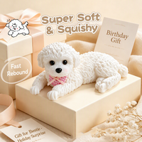 Jouet Squishy Mignon de Simulation d'Animaux (Chien, Chat) Effet Eau, Doux, Anti-Stress, Décompression, Fidget, Cadeau, Boîte Mystère pour Fête