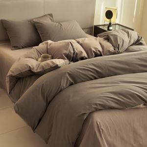 Juego de Ropa de Cama 100% Algodón, 3/4 Piezas, Fibra de Algodón Lavada, Sólido, Estilo Coreano, Funda de Edredón, Sábana Plana, Funda de Almohada, 300 Hilos, Juego de Ropa de Cama para el Hogar - Product Image 4