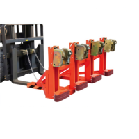 Attache pour chariot élévateur de type monté, plus stable, capacité 500-2000 kg, avec double griffe pour fûts d'huile et ceinture en caoutchouc