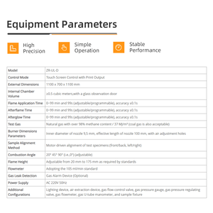 Horizontale en verticale vlamtestkamer |   Automatische gasstroom & vlamhoogte |   Brandbaarheid van kunststoffen/rubber/textiel - Product Image 5