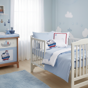 Juego de Ropa de Cama para Bebé Miniyo Azul, 100% Algodón con Bordado Tejido, Diseño con Estampado de Animales, Relleno de Seda para Bebés Recién Nacidos - Product Image 3